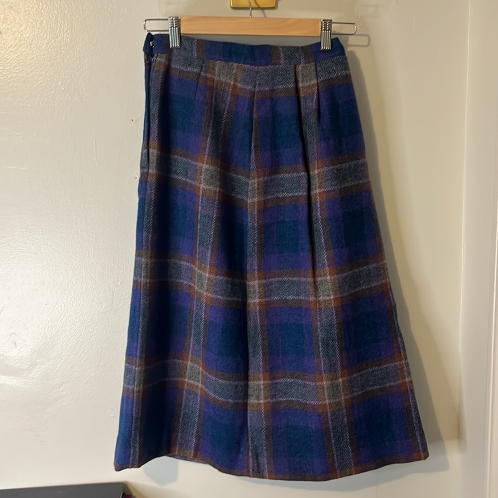 Vintage 60s 70s Braemar 100% Wool Pleated Multicolor Plaid Lined Midi Skirt Sz 8 - Picture 10 of 10